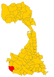 Map of comune of Saluggia (province of Vercelli, region Piedmont, Italy)